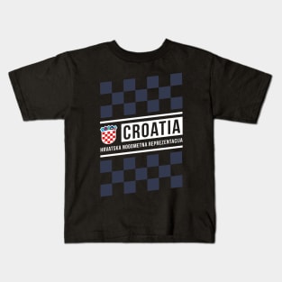 Croatia Hrvatska Slanted Away Checkered Jersey Style Kids T-Shirt